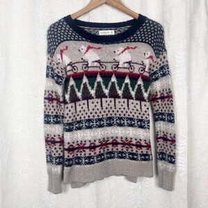 Abercrombie & Fitch cycling polar bear fair isle holiday sweater winter pullover